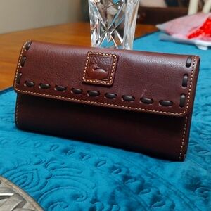 Dooney & Bourke Florentine Continental Clutch Wallet Dark Brown Excellent